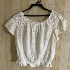 LOWRYS farmオフショルダー刺繍トップス Lサイズ ホワイト