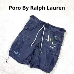 ポロラルフローレン ショートパンツ 30 カーゴ 紺 コットン混 ペイント