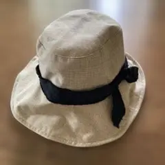 ベージュ リボン付きハット