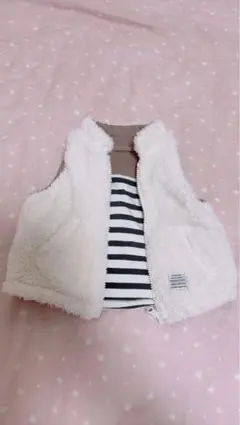 リバーシブル　フリース ストライプ柄 ベスト