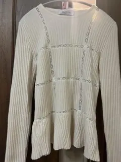 VALENTINO レースリブニット　ペプラム　白　バレンチノのサムネイル
