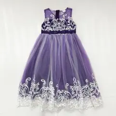 ノースリーブドレス　120　キッズ　レース　リボン　フレア　結婚式　発表会　美品