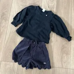 petit main 黒トレーナーとショートパンツセット