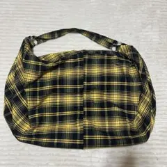 イエロー×ブラック チェック柄 2wayショルダーバッグ