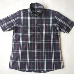 バーバリー ブラックレーベル日本製ノバチェック半袖シャツ サイズ２