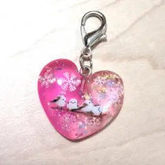 ハンドメイド　レジンチャーム　シマエナガ