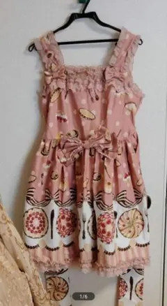 ロリータドレス　甘ロリ　スイーツ柄　フルーツパイJSK ワンピース　2Lピンク
