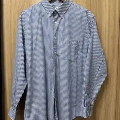 UNIQLO 長袖シャツ XL 青白ストライプ
