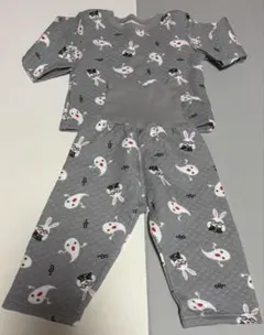 キルト長袖腹巻き付きパジャマ 90㎝ めがねうさぎ