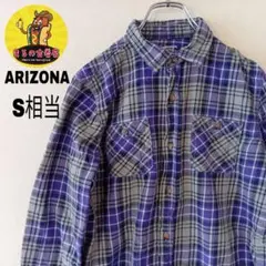 USA古着 ARIZONA　ネルシャツS相当　パープルグレー　チェックのサムネイル