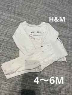 H&M オーガニックコットン 花柄セットアップ 4〜6M薄手トレーナー