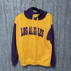 【美品】LA パーカー　パープルアンドゴールド　Lサイズ