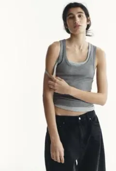 H&M* リブタンクトップ グレーのサムネイル