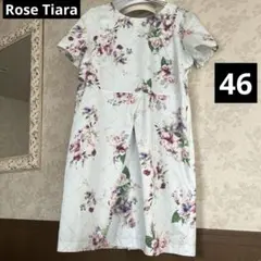 美品　大きいサイズ46 ローズティアラ　花柄ゆったりワンピース