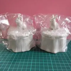 陶器製 うさぎ 切り株 小物入れ2個