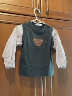 ファミリア familiar クマ刺繍 長袖Tシャツ 90cw