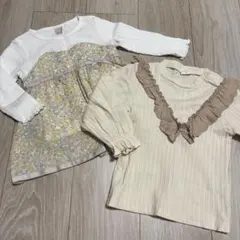 プティマイン フリル付き長袖トップス 100cm 2点セット