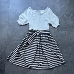 ジルスチュアート ウエストリボン付きグレーとストライプのワンピース