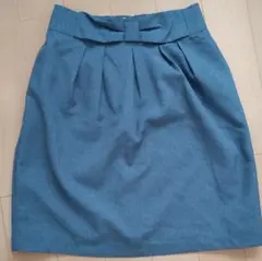 ブルー スカート リボンつき　earth music＆Ecology