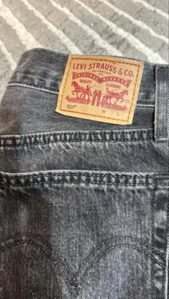 Levi's 501 グレー デニム W26 L30 フリンジ裾