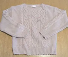 Mezzo Pianoピンク ベージュ ケーブル編みセーター 120cm