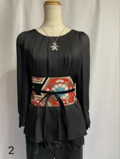 訳あり　帯リメイク　サッシュベルト　着物リメイク　和洋　リボン　和洋折衷　2