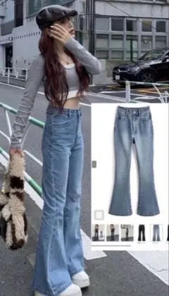 GRLグレイル✳︎ハイウエストフレアデニムパンツ 美脚　完売