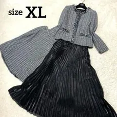 大きいサイズ リバティホール セレモニースーツ ３点セット グレー ツイード