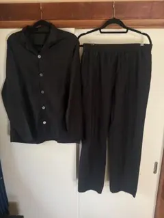 GU ルームウェア パジャマ セットアップ L ブラック