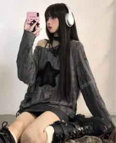 17日まで限定値下げ⭐️SHEIN Y2K 五芒星 プリントサイドドローストリング