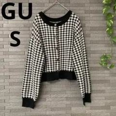 【GU】ジーユー チェック柄 2WAYクロップドカーディガン（S）