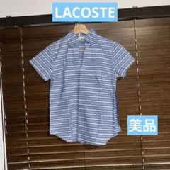 LACOSTE 半袖ポロシャツ サイズ38 青白ストライプ