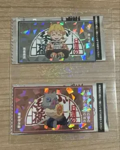 鬼滅の刃　どん兵衛　オリジナルシール　ホロ　ミニキャラ　善逸　伊之助