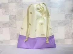 リボン柄　巾着袋/給食袋