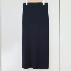 【UNIQLO】ユニクロメリノブレンドリブニットロングスカート紺M《送料無料》