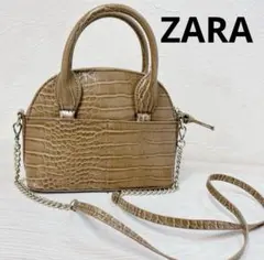 美品　ZARA アニマル柄ミニボストンバッグ ブラウン