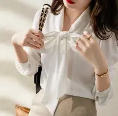 新品　シフォンブラウス　リボンタイブラウス　長袖　オフィス　卒業式　入学式
