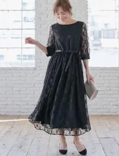 エンジェリーべ マタニティ 総レースロングワンピース ML オケージョンドレス