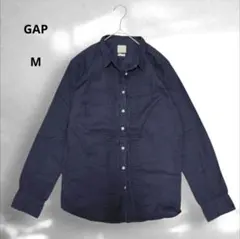 GAP ギャップ ピンタックデザイン フリル　長袖シャツ M ネイビーのサムネイル