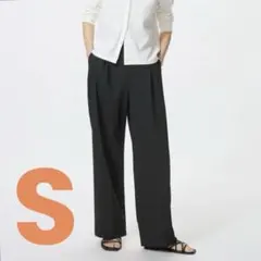 UNIQLO ユニクロ S タックワイドパンツ ブラックスラックス 473638
