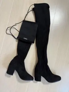 ブラックロングブーツ　未使用　23cm