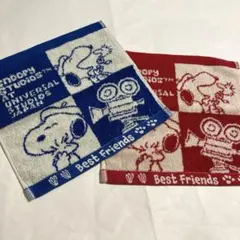 【新品❗️】タオルハンカチ2枚セット　スヌーピーSNOOPY ピーナッツ　赤と青