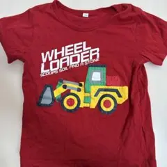 ホイールローダーTシャツ 赤　車120cm