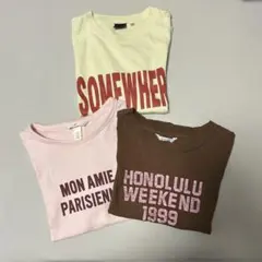 半袖Tシャツ 3枚セット ブラウン・ピンク・イエロー　　クロップドTシャツ