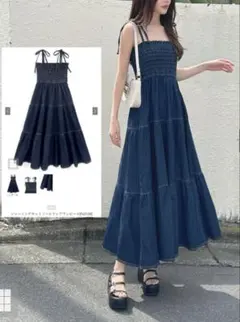 GRL 新品！タグ付き！シャーリングキャミソールフレアワンピース