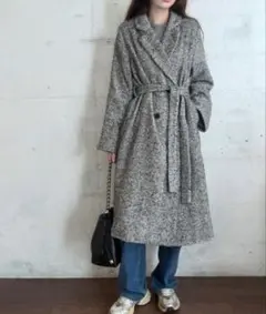 【新品未使用】ロングヘリンボーンチェスターステンカラーコート　LAUIR