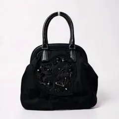 美品 PRADA プラダ イブニングハート ビジュー がま口 ハンドバッグ