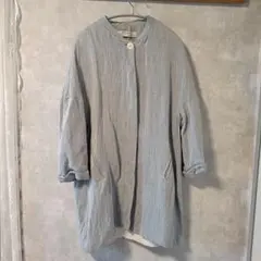 zara basic　リネン混　羽織り　春コート　ライトブルー　綿のサムネイル