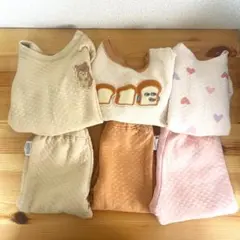 ユニクロ キルト ベビーパジャマ 3セット 80cm UNIQLO パンどろぼう