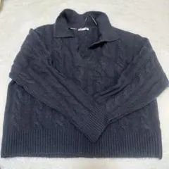 【GU 】【美品】【最終値下げ‼️】ケーブル編み ニットセーター M グレー